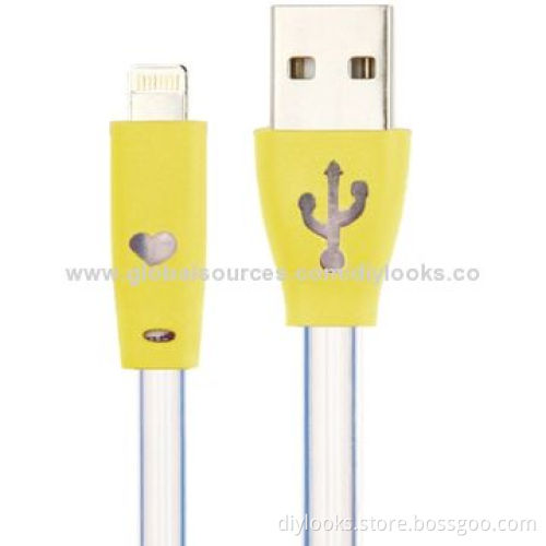 7-color Luminescence USB Charging Cable with Data Transfer Function and Smiley Face